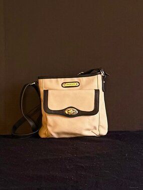Franco Sarto Cream/Black Adjustable Crossbody Purse/Bag
